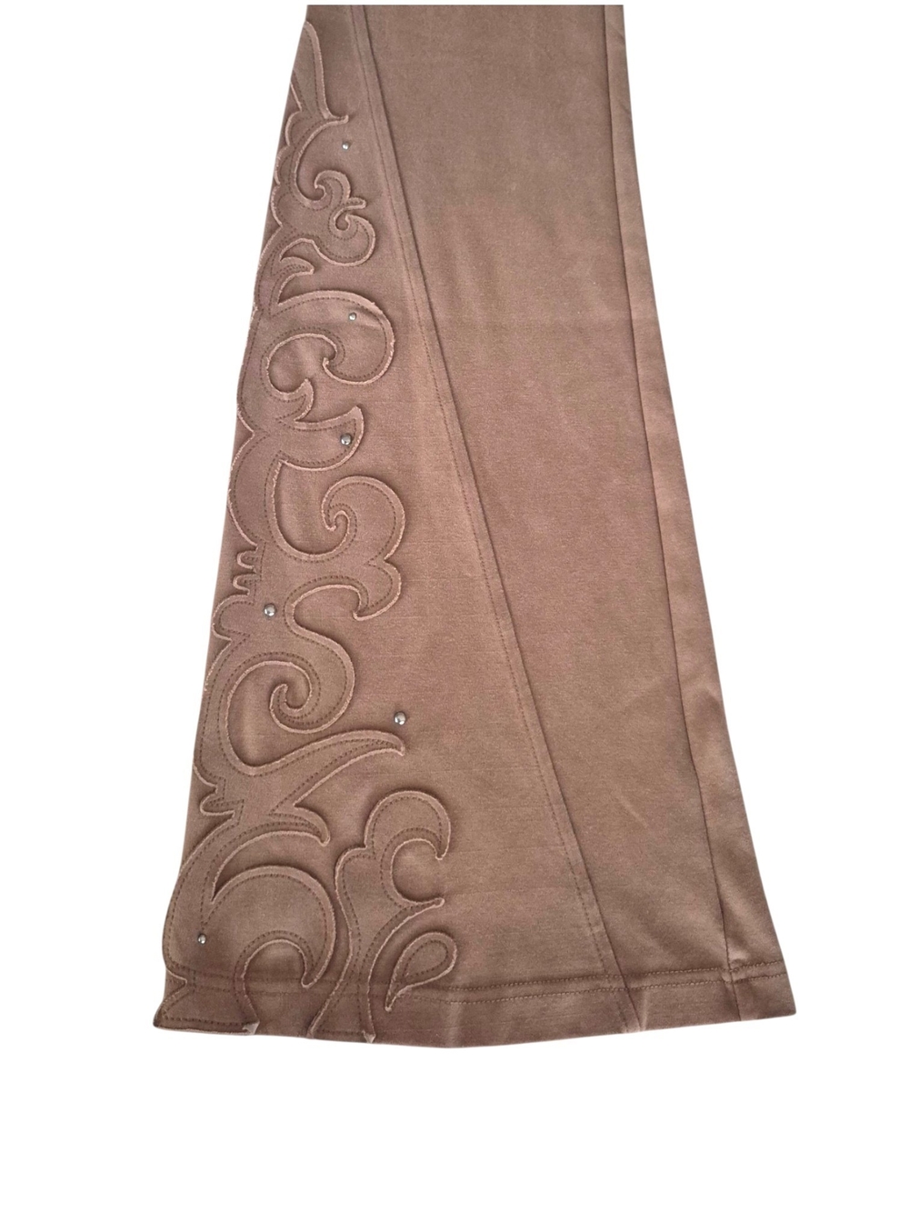 Zara Studded Washed Effect Flare Pants Taupe Brown M Western Boho Y2K Tall Girl - Picture 4 of 6
